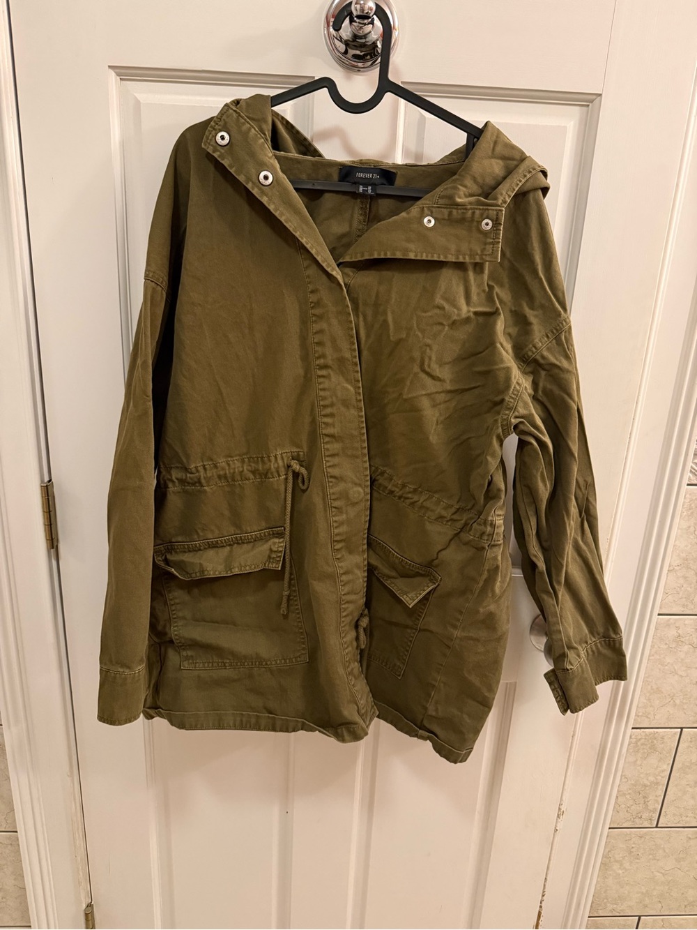 Forever 21 Olive Green Hooded Utility Jacket
